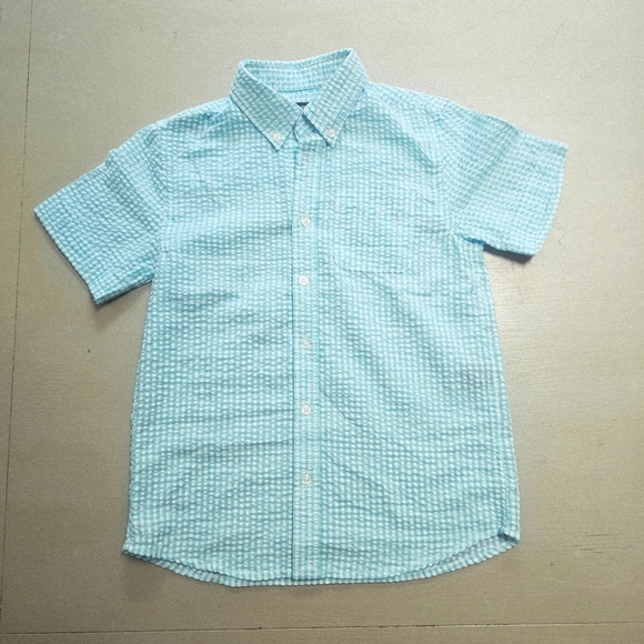 Boys Size 10 E• land Seersucker Short Sleeve Button Down - Picture 1 of 9